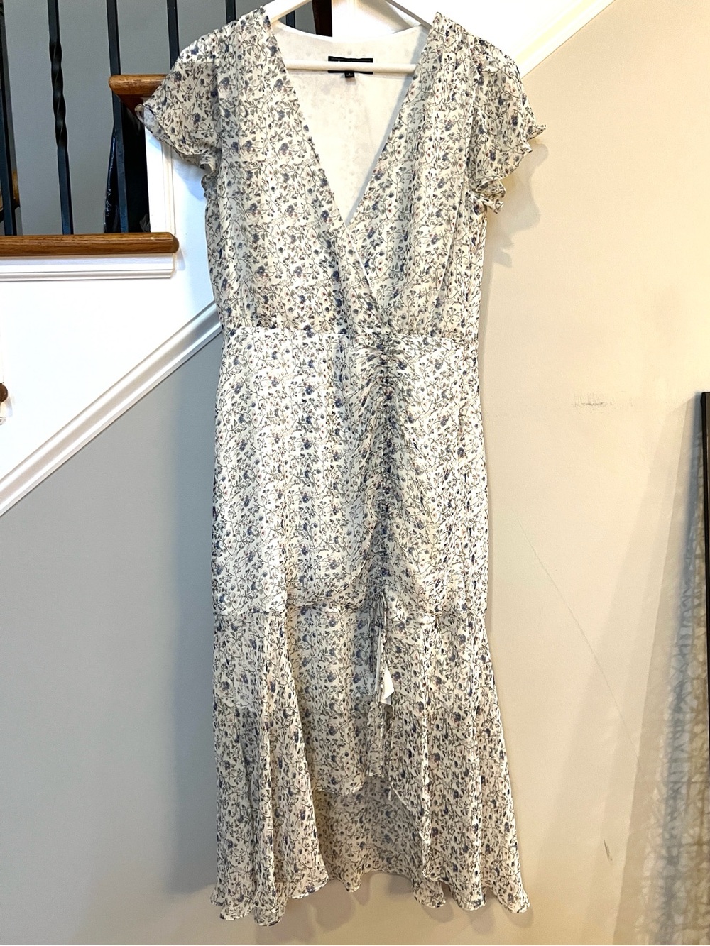 Sam Edelman Floral Flutter Sleeve Lined Midi Dress Romantic Lightweight Flowy 4